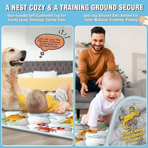 Baby Play Mat 71”x59” – Soft, Washable, Non-Slip Floor Mat for Tummy Time - Picture 4 of 6